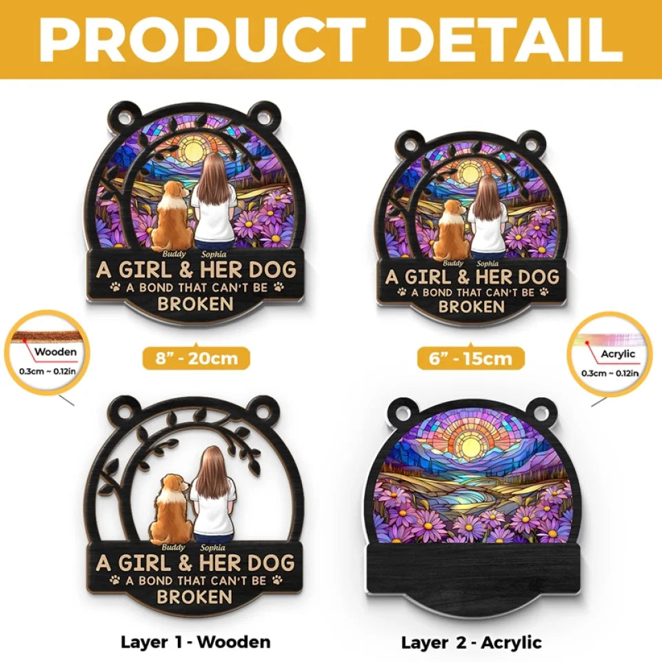 A Bond That Can't Be Broken - Dog & Cat Personalized Window Hanging Suncatcher - Gift For Pet Owners, Pet Lovers